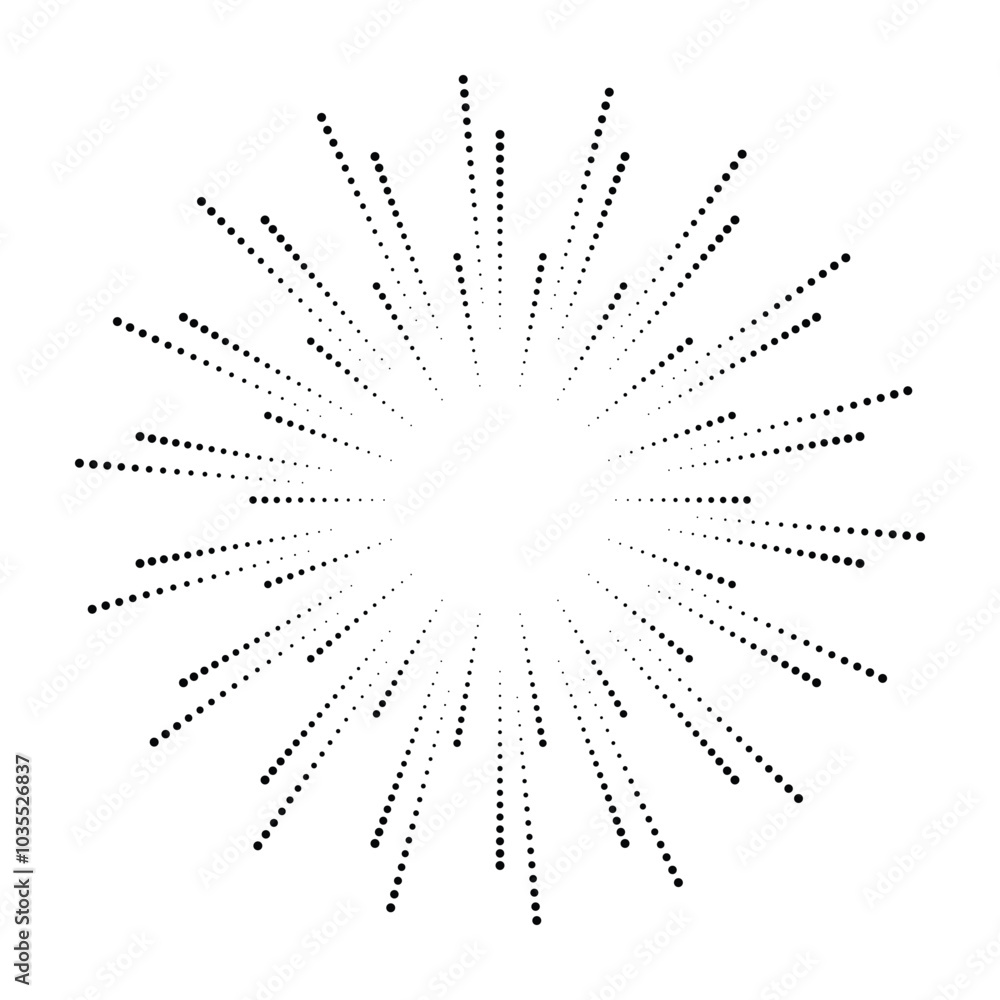 Aufkleber radial halftone dots in circle form. dotted fireworks explosion background. starburst round logo. ci