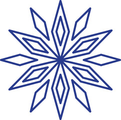 A blue snowflake with white diamonds