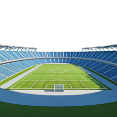 Spacious Soccer Stadium with Blue Seating Isolated on Transparent Background
