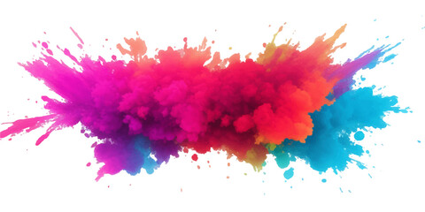 Bright colorful watercolor splash splatter stain brush strokes on white background. Modern vibrant aquarelle spot. Aquarelle explosion on white. Element. Vector watercolor illustration isolated design
