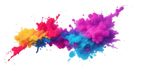 Bright colorful watercolor splash splatter stain brush strokes on white background. Modern vibrant aquarelle spot. Aquarelle explosion on white. Element. Vector watercolor illustration isolated design