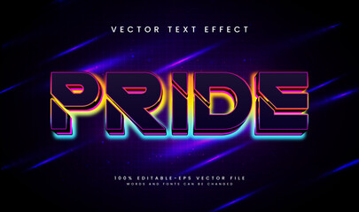 Obraz premium Modern colorful pride editable vector text effect. Suitable for glowing night technology event.
