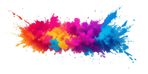 Multicolor powder explosion on White background. Colored cloud. Colorful dust explode. Paint Holi. colorful rainbow Holi paint color powder explosion with bright colors isolated white background.	