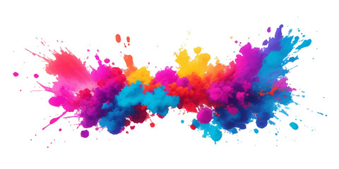 Bright colorful watercolor splash splatter stain brush strokes on white background. Modern vibrant aquarelle spot. Aquarelle explosion on white. Element. Vector watercolor illustration isolated design