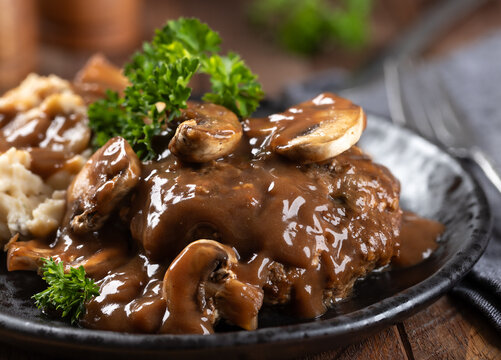 Salisbury steak with mushroom gravy