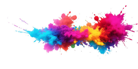 Multicolor powder explosion on White background. Colored cloud. Colorful dust explode. Paint Holi. colorful rainbow Holi paint color powder explosion with bright colors isolated white background.	