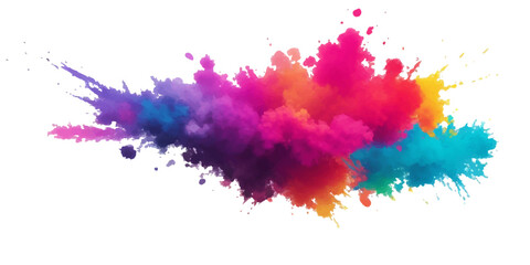 Bright colorful watercolor splash splatter stain brush strokes on white background. Modern vibrant aquarelle spot. Aquarelle explosion on white. Element. Vector watercolor illustration isolated design