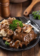 Salisbury steak with mushroom gravy