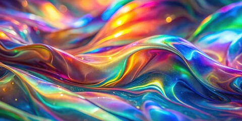 Fototapeta premium A mesmerizing display of iridescent hues and flowing curves, capturing the beauty of light and color in liquid form.