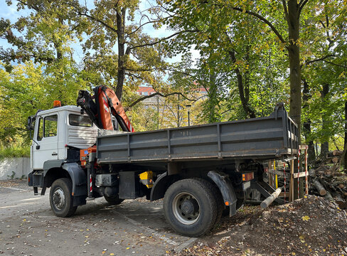 Truck at the road construction site