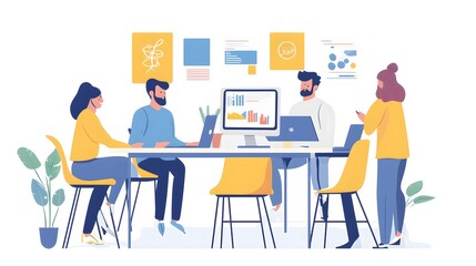 55. A creative team collaborating on a branding project