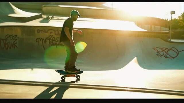 Scooter rider performing a bar spin trick in a skatepark bowl, Video