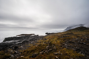 nature sceneries taken from Fauskasandur beach along the route 1 between hofn and Egilsstadir, Iceland