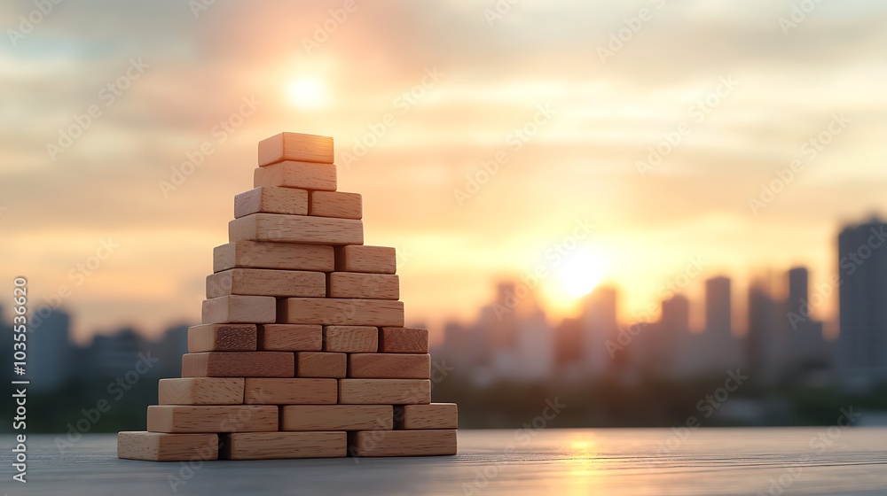 Poster building resilience the symbolic representation of growth and success through stacked blocks against
