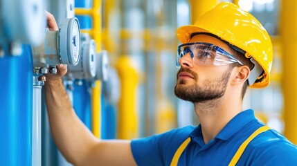 Engineer Inspecting Advanced Water Treatment System Equipment