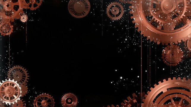 Black steampunk themed background. AI Generated