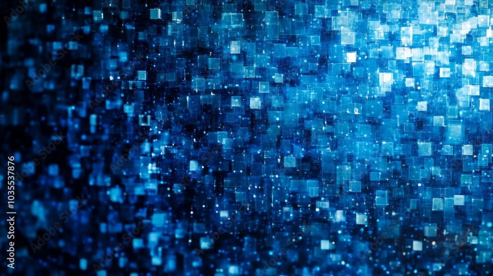 Wall mural blue abstract seamless network background featuring interconnected dots and squares, ideal for techn