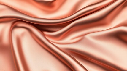 Obraz premium Satin fabric texture, smooth waves, soft peach color on white isolate background.