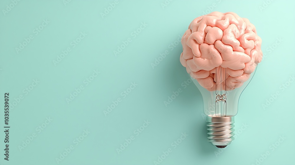 Poster innovative thinking merging creativity and intelligence through a unique brain-lamp concept for mode