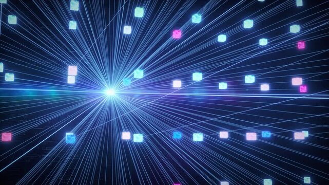 Neural Network Model With Vibrant Nodes and Connections Dynamically Demonstrates Data Flow and Processing, Showcasing Trends in Ai, Machine Learning, and Big Data.
