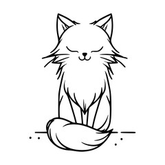 Obraz premium Cat line art silhouette vector with white background 