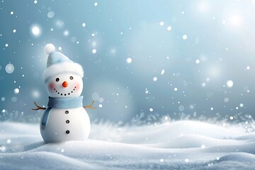 Serene Winter Scene with Snowman in a Snowy Landscape