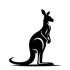 Kangaroo silhouette isolated on white background 