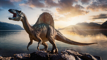 Spinosaurus in Front of a Large Lake