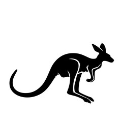 Kangaroo silhouette vector with white background 