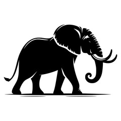 Elephant silhouette vector with white background 