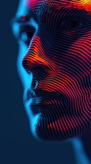 A Close-up Shot of a Abstract human faces with digital patterns and bright colors