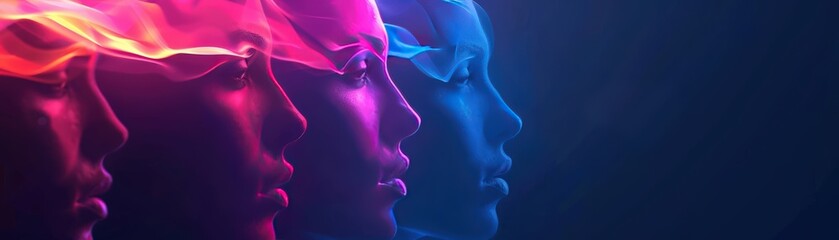 A Close-up Shot of a Abstract group of people with modern, colorful gradients