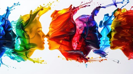 A Close-up Shot of a Abstract profile silhouettes of diverse individuals in vibrant colors