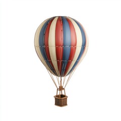Fototapeta premium Vintage striped hot air balloon model on plain white background
