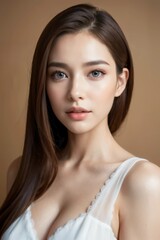 Fototapeta premium ロングブルネットヘアの外国の美女