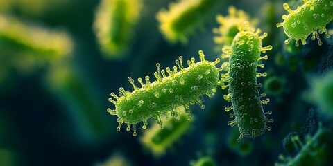 Fototapeta premium Close-up of bacteria under a microscope 