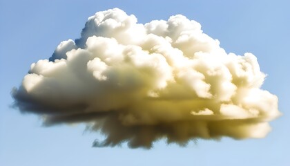 stunning yellow and white cloud floating alone against a bright blue backdrop
