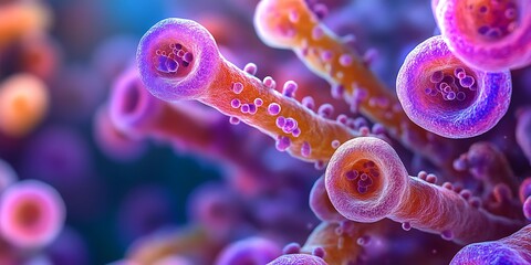 Obraz premium Close-up of bacteria under a microscope