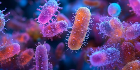 Naklejka premium Bacteria under microscope