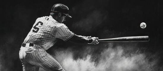 Baseball Player Swinging at the Pitch