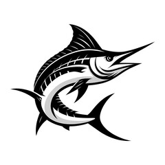 A Jumping Blue Marlin Fish Vector Illustration