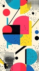 Vibrant Geometric Abstract Patterns in Memphis Style Design