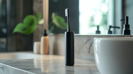 toothbrush on cup in the bathroom