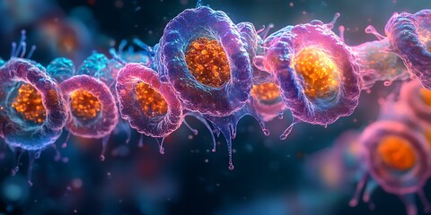 Close-up of bacteria under a microscope