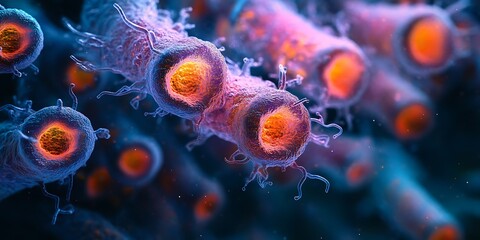 Bacteria under microscope