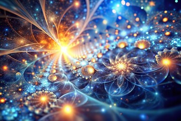 Fototapeta premium Abstract fractal pattern with flowing particles and depth of field