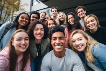 Portrait of a smiling diverse group of students