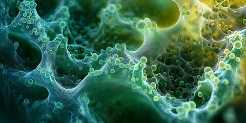 Close-up of bacteria under a microscope