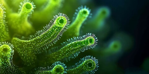 Close-up of bacteria under a microscope