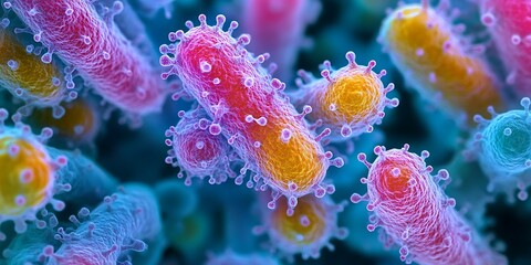 Fototapeta premium Close-up of bacteria under a microscope